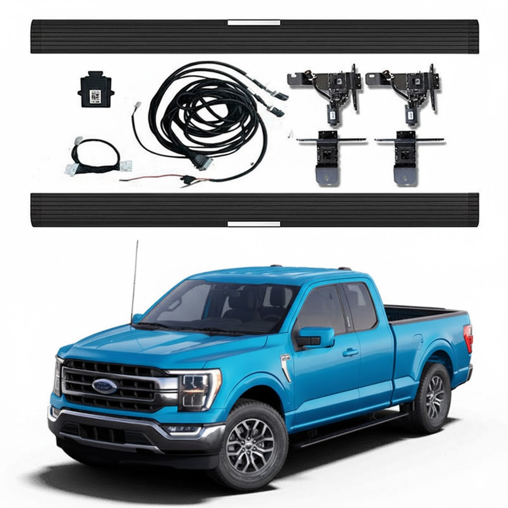 Ford Raptor F150 running board power low noise motor strength auto parts original electric size running board