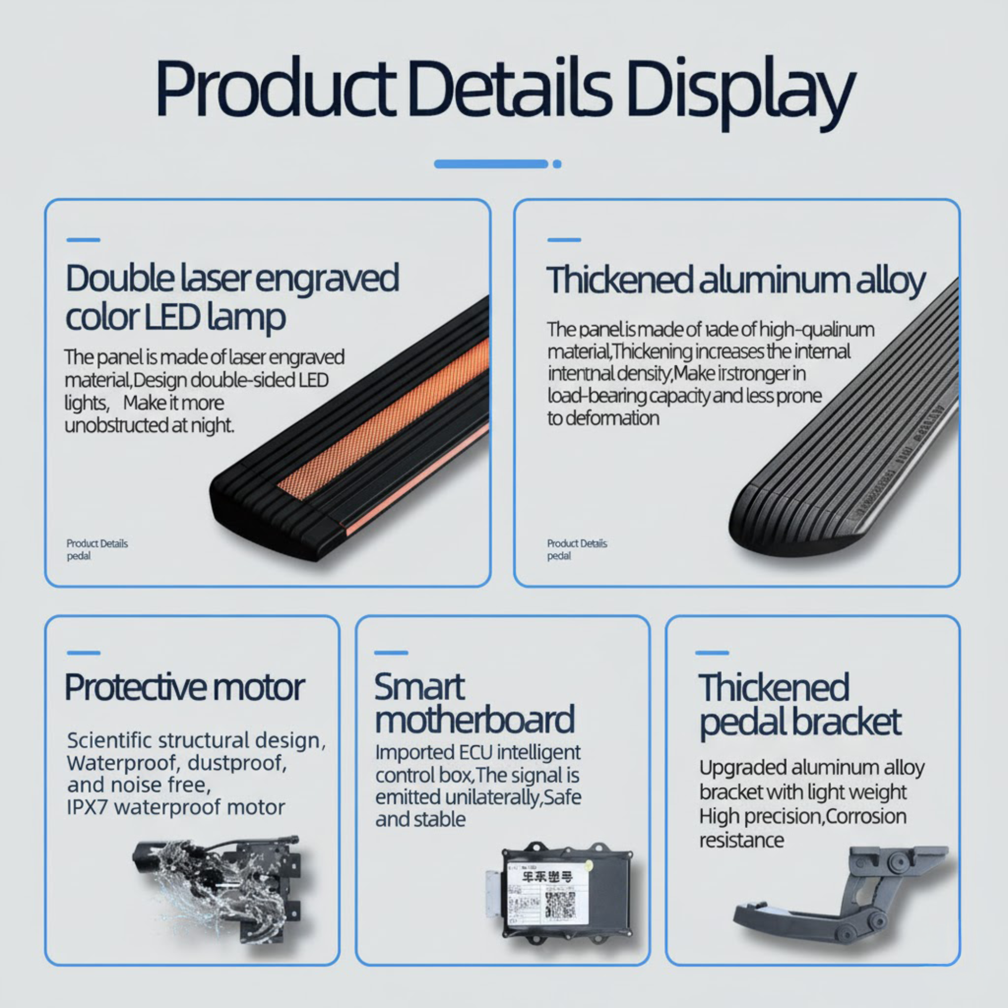 Ford EdgeL LED Light Car Side Steps Electric Retractable Steps